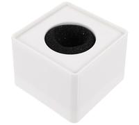 White Abs Square Microphone Logo Flag for Interview Use | Portable Cube Shape, Sturdy Hard Plastic Build, Large Logo Display Area