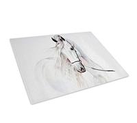 White Abstract Horse Grey Glass Chopping Board Kitchen Worktop Saver Protector