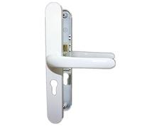 White ABT 48PZ uPVC Door Handle Sprung Pair - 215mm Fixing Centres, 48mm PZ Replacement Handle Set for Double Glazing PVC & Composite Doors, Fully Reversible, Includes Screws & Spindle - White