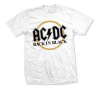 White AC/DC Back In Black Circle Logo Official Unisex T-Shirt