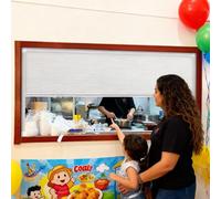 White Accordion Folding Door Up-Down Sliding Design, Foldable Sliding Serving Window Push-Pull Framed Honeycomb, Custom Size Aluminum Frame Concession Windows(24 x 35 in)