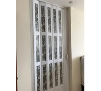 White Accordion Sliding Doors Concertina Folding Door for Kitchens Bathrooms Bedrooms Multi Sized 24" 80" Wide Room Divider Stylish Louvre Gate Design