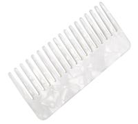 White Acetate Wide Tooth Comb for Women, Anti-static Detangler | Rectangular Polished Teeth, Smooth Surface and Marble Pattern, Gentle Curls for Long Tangled Hair