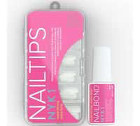 White Acrylic False Nail Tips with Strong Nail Glue - PROFESSIONAL Strong Naturally Fake Nails Tip Kit Acrylics Set Plastic Artificial Fingernail Extensions Flexible UV LED Gel Nail Art