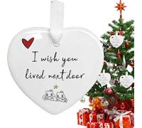 White Acrylic Hanging Heart Ornament, "I Wish You Lived Next Door" - Christmas Decoration,Hanging Heart Pendant for Backpacks, Christmas Tree Decorations