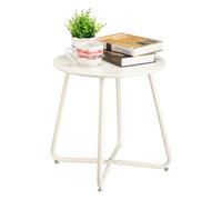 White Adjustable Feet Side Table - Small Round Bedside Table for Bedroom, Living Room & Camping - Versatile Coffee Table & Side Table for Any Space