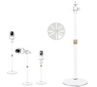 White Adjustable Height Metal Floor Stand for Security Cameras, 30.5cm-45.5cm Telescoping Pole, 360° Rotatable Ball Head with 1/4" Screw, Indoor Monitoring Stand for Arlo, Wyze, CCTV IP Cameras
