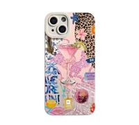 White Aesthetic Pink Leopard Martini Cat Womens TPU Custom Compatible With iPhone 7 7S 8 SE 2020 X XR XS 11 12 13 14 15 16 16E Pro Max Plus Mini Bumper Case Design Personalised Name Cover Silicone