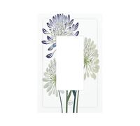 White Agapanthus Flowers Light Switch Wall Plate Faceplate Cover Single Rocker 1 Gang Decorator Outlet Receptacle Covers for Home Kitchen Room Bathroom Decor
