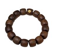 White Agarwood Drum Bead Bracelet with Five Sutra Inscriptions 14mm Sinking Grade Honey-Sweet Cool Aroma