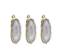 White Agate Stone Pendant Accessories and Mini Hanging Ring Design 3 Pcs with Fine Workmanship Unique Irregular Shape Charms for Wind Chime and Jewelry Making