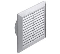 Ventilation grille with insect protection, diameter 125 mm, end grille, insect protection grille, square, white, ABS MKK®