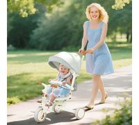 (White) AIYAPLAY 5 in 1 Foldable Kids Trike, Toddler Tricycle for 1-3 Years