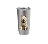 White Akita Dog Illustration Stainless Steel Insulated Tumbler