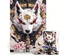 White Akita Dog with Katana Animal Jigsaw Puzzle 1000 Piece Think Training Casual Enjoyment Defined Edges Bday Surprise (38x52cm)
