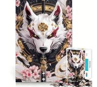 White Akita Dog with Katana Animal Jigsaw Puzzles for Adults 1000 Think Boost Game Precise Interlock Structure Easy to Learn Family Enjoyment (38x52cm)