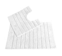 (White) Allure Linear Rib 2pc Cotton Bath & Pedestal Mat Set