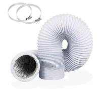 White Aluminium PVC Flexible Vent Hose with Clamps for Dryer Ducting，150mm | Three-Layer Tear-Resistant Build; Suits Cooker Hoods, Extractor Fans, Grow Tents and Hydroponic Setups