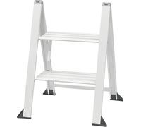 White aluminium stepladder Vikingstep Midi by W.Steps I 480 mm high I Load capacity up to 150 kg I Compact aluminium folding stepladder with 2 steps I Only 35 mm wide I 3169011