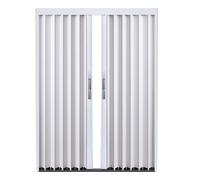 White Aluminum Accordion Folding Door with Lock Adjustable Width 56x80in for Bathroom & Kitchen Space-Saving Door Curtain& Stylish Folding Door Solution