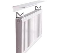 White Aluminum Radiator Cover with Splicable Top Shelf 140cm Long Floating Shelf Over Radiator for Dining Room/Farmhouse/Studio Modern and Functional Design for Home Decor.