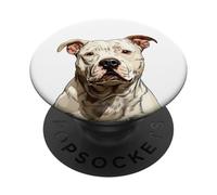 White American Pit Bull Terrier Dog Illustration Pittie PopSockets Adhesive PopGrip