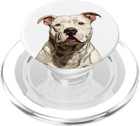 White American Pit Bull Terrier Dog Illustration Pittie PopSockets PopGrip for MagSafe