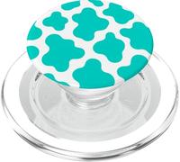 White and Aqua Cow Print Cute Aesthetic Animal Y2K Cowgirl PopSockets PopGrip for MagSafe