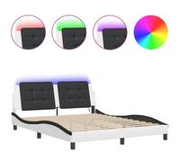 (white and black, 160 x 200 cm) vidaXL Bed Frame with LED Lights Black 180x200 cm Super King Faux Leather