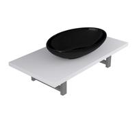 (white and black, 40 cm oval-shaped basin) vidaXL Bathroom Round Basin Ceramic with Wall Shelf Multi Colours Multi Sizes