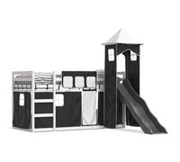 (white and black, 90 x 190 cm) vidaXL Bunk Bed with Slide and Curtains Kids Twin Sleeper Bed Pink 90x200 cm