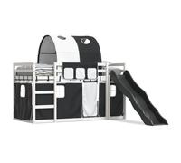 (white and black, 90 x 200 cm) vidaXL Bunk Bed with Slide and Curtains Bed Frame Kids Twin Sleeper Loft Bed