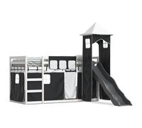 (white and black, 90 x 200 cm) vidaXL Bunk Bed with Slide and Curtains Kids Twin Sleeper Bed Pink 90x200 cm