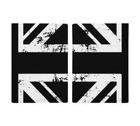 White and Black British Flag Travel Passport Wallet Credit Card Holder Cover Case Protector