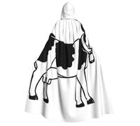 White And Black Cow Print Halloween Role Playing Costume,Medieval Retro Wizard Robe, Adult Hooded Knight Cape For Men And Women