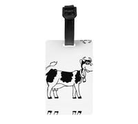 White and Black Cow Print Luggage Tag with Full Back Privacy Cover - ID Label for Suitcases, Handbags, and Backpacks