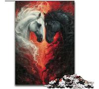White And Black Horse JigsawPuzzle 1000 Pieces for Teenagers, Challenging Difficult Deal As Gifts for The Whole Family (26x38cm)