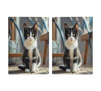 White And Black Kitten Sitting Passport Holder Passport Wallet PU Leather Passports Protective Cover Slim Travel Accessories