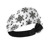 White and Black Musical Note Snowflake Cooling soft headbands for women Stretchy sweatbands for women for Workouts basketball tennis Workouts bandas para el cabello de mujer