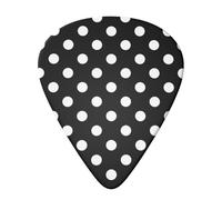 White and Black Polka Dot Circle Guitar Picks 6 Pieces with Holder, Acoustic Guitar Bass Picks 0.71mm