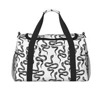 White and Black Snake Print Ample Space Travel Duffle Bag Carry On Tote 19.7x13x10.2 in Stylish Tote for Gym