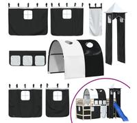 vidaXL Curtains for Loft Bed with Tunnel and Tower White and Black