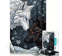 White And Black Wolves in Winter Adults 1000 Piece Jigsaw Puzzle Memory Fun Game Clean Cut Sturdy Components Unique Gift for Stress Relief (38x26cm)