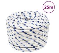 vidaXL Boat Rope Anchor Line Braided Cord UV Resistant Ship Marine Yacht Coil Rope Abrasion Resistant White 14 mm 25 m Polypropylene