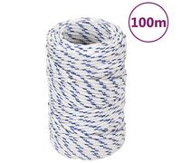 vidaXL Boat Rope Anchor Line Braided Cord UV Resistant Ship Marine Yacht Coil Rope Abrasion Resistant White 2 mm 100 m Polypropylene