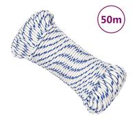 vidaXL Polypropylene Boat Rope, 3mm Thick, 50m, White - Weather Resistant, High Strength for Sailing, Boating, Camping, Fishing and More