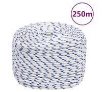 (white and blue, 6 mm/ 250 m) Marine Rope Dock Coil Boat Line Polypropylene Rope Multi Sizes Multi Colours
