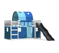 (white and blue, 80 x 200 cm) vidaXL Bunk Bed with Slide and Curtains Bed Frame Kids Twin Sleeper Loft Bed
