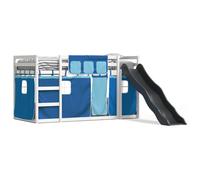 (white and blue, 90 x 190 cm) vidaXL Bunk Bed with Slide and Curtains Bed Frame Loft Bed Pink 90x190 cm