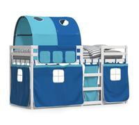 (white and blue, 90 x 200 cm) vidaXL Bunk Bed with Curtains Bed Frame White&Black 90x200 cm Solid Wood Pine